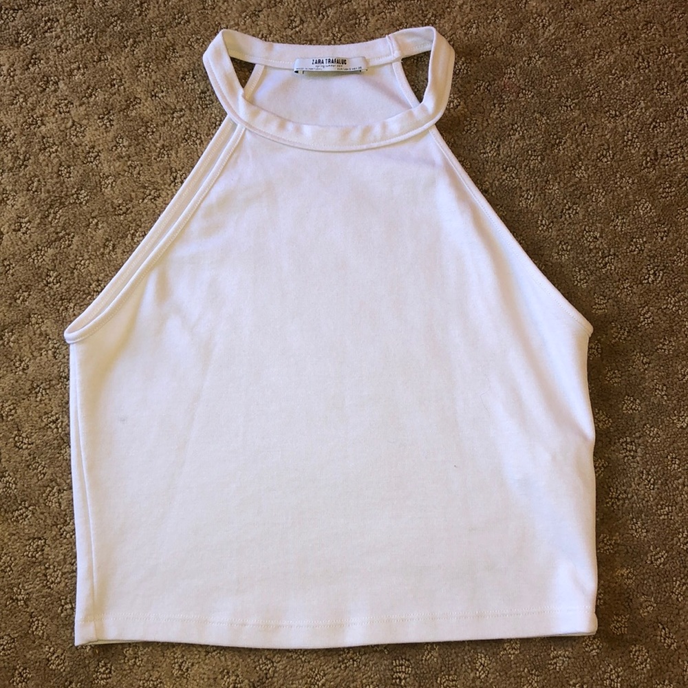 White halter neck top